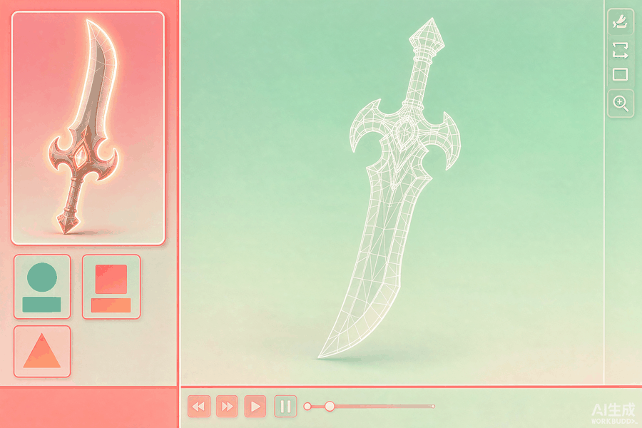Modly 3D: turn a fantasy game sword into a 3D wireframe mesh Modly 3D turned a fantasy game sword asset into a 3D wireframe mesh with white edges
